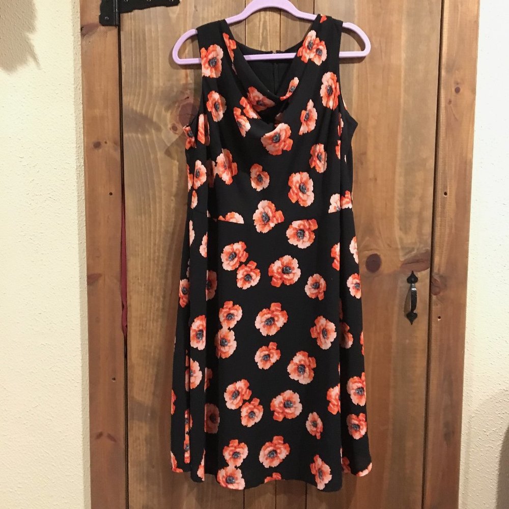 Black Dress with Orange Flowers